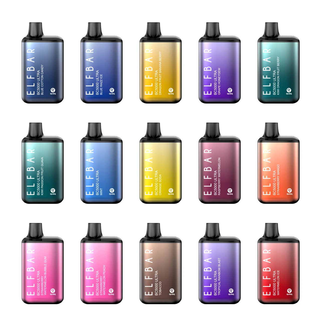 Variety of ELF BAR vape flavors displayed