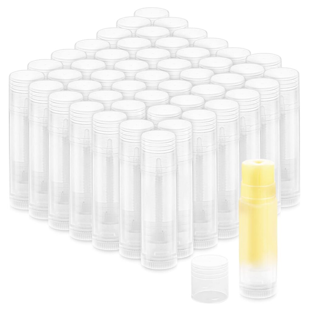 Collection of clear plastic stick containers