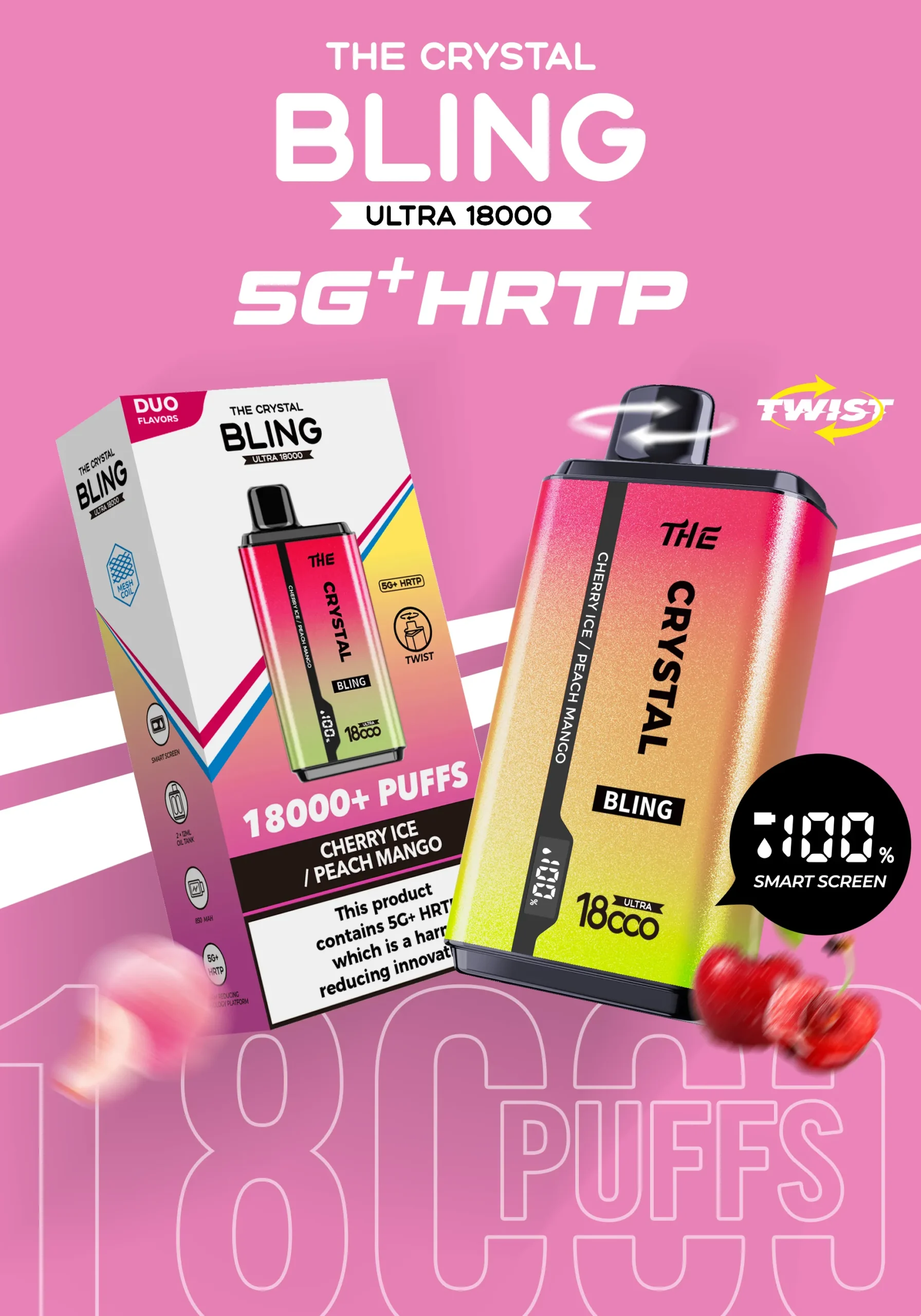 Crystal Bling vape with cherry ice and peach mango