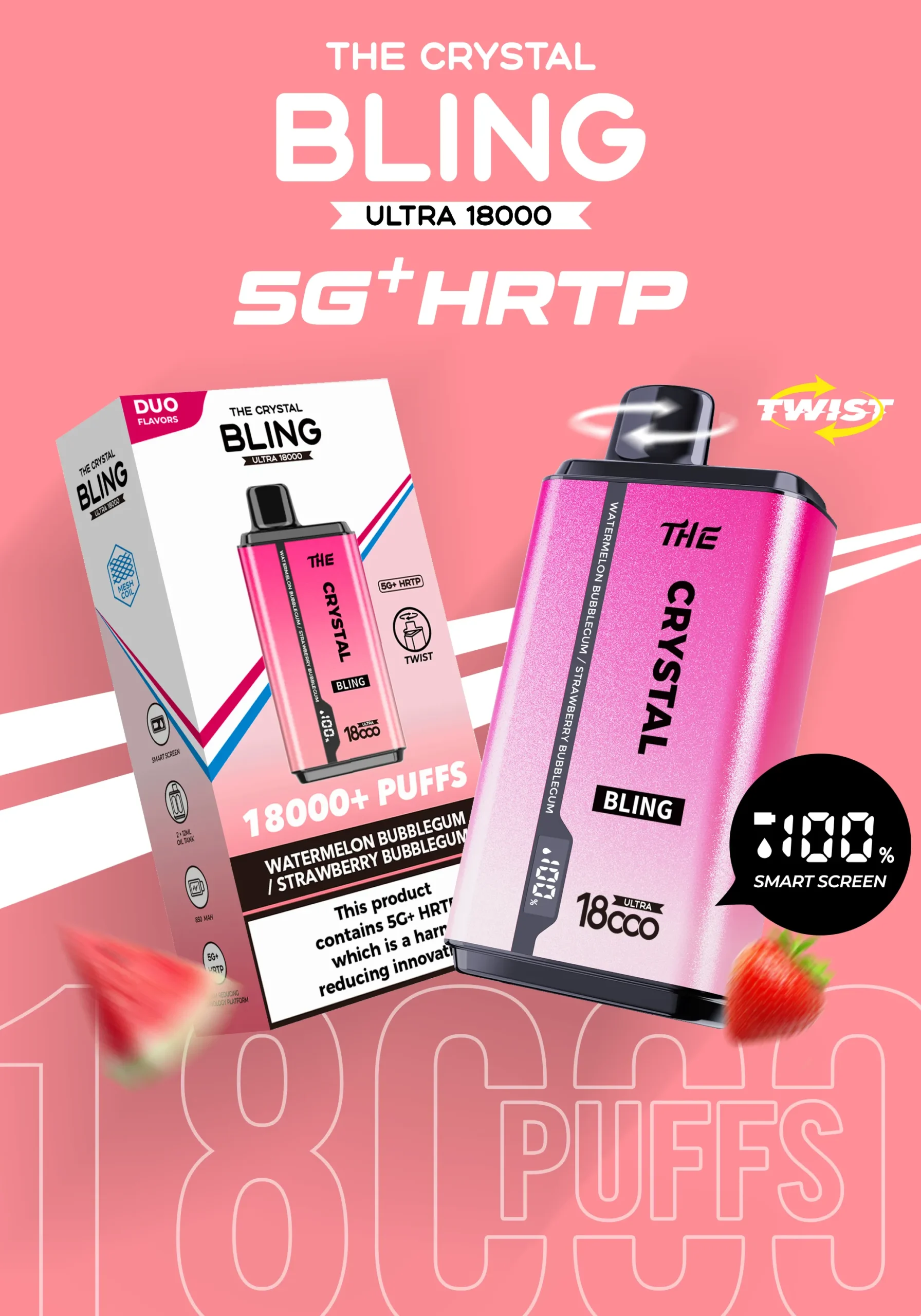 Crystal Bling vape with dual flavors and packaging