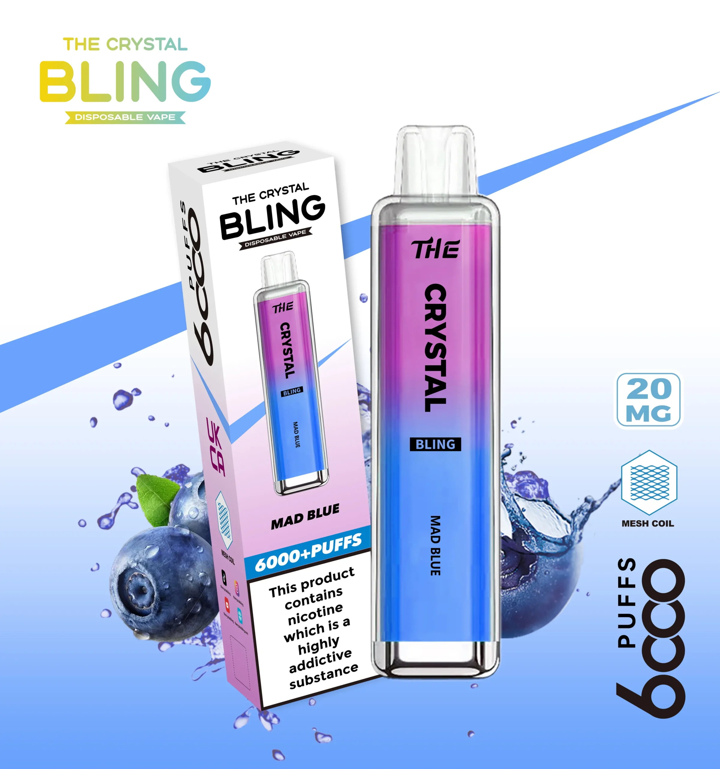 Crystal Bling disposable vape in Mad Blue flavor