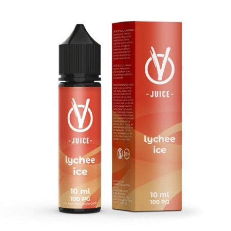 Lychee ice vape juice bottle and box packaging
