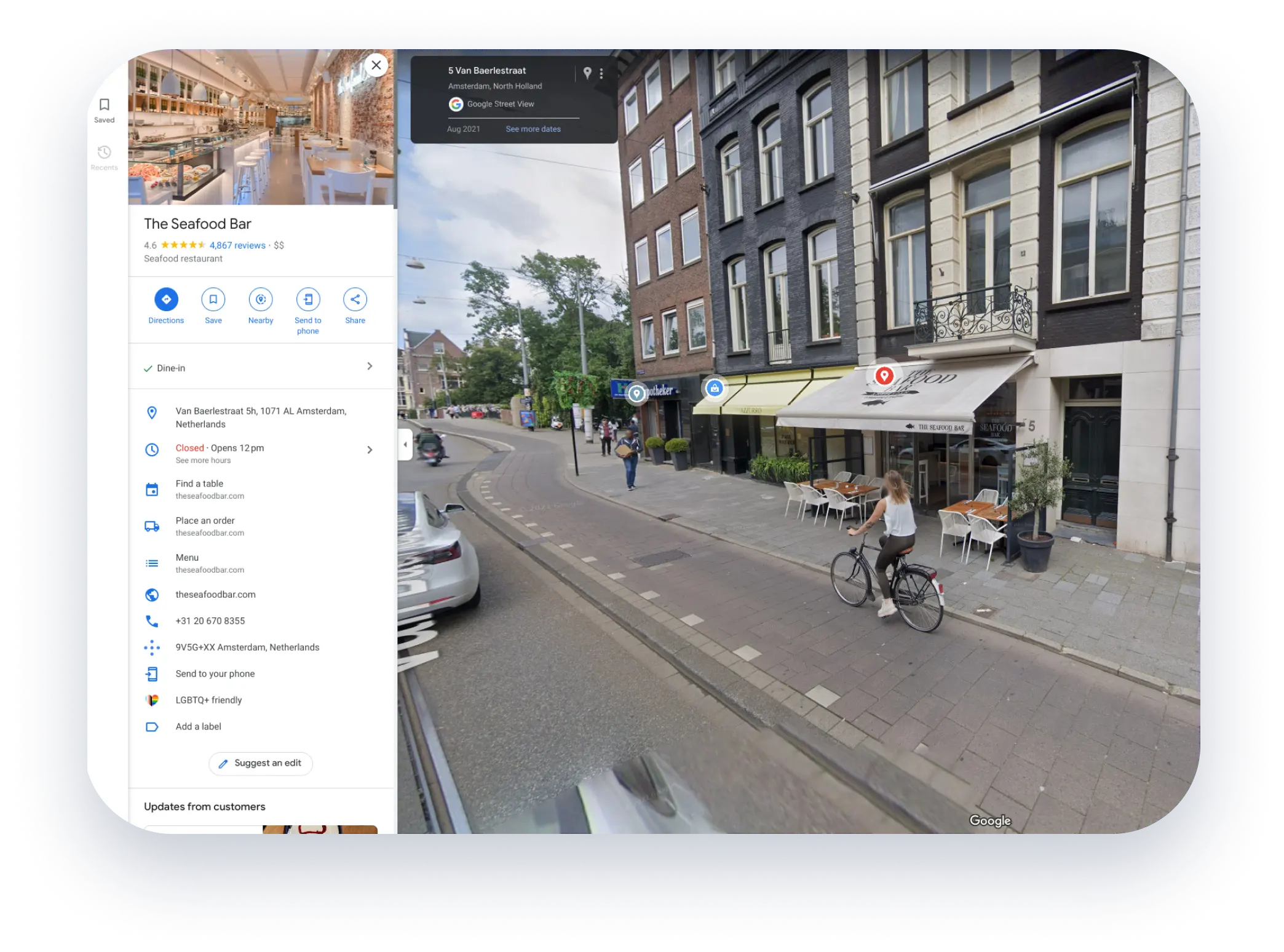 Ekran smartfona z włączonym Google Street View, pokazującym fasadę sklepu z e-papierosami.