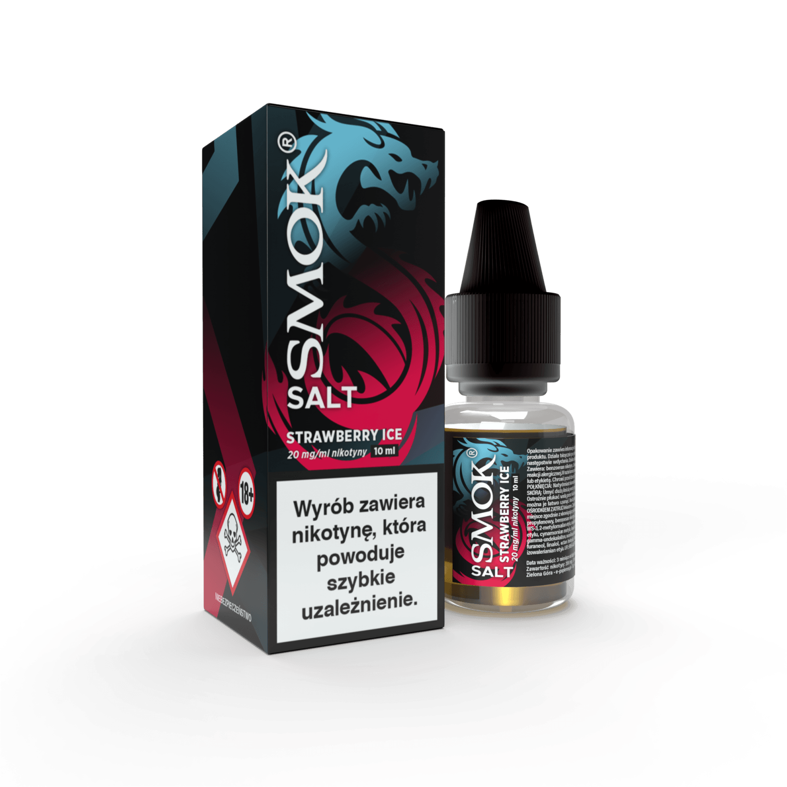 Liquid do e-papierosa umieszczony w przezroczystej torbie obok innych kosmetyków podręcznych, symbolizujący te same zasady przewożenia płynów.