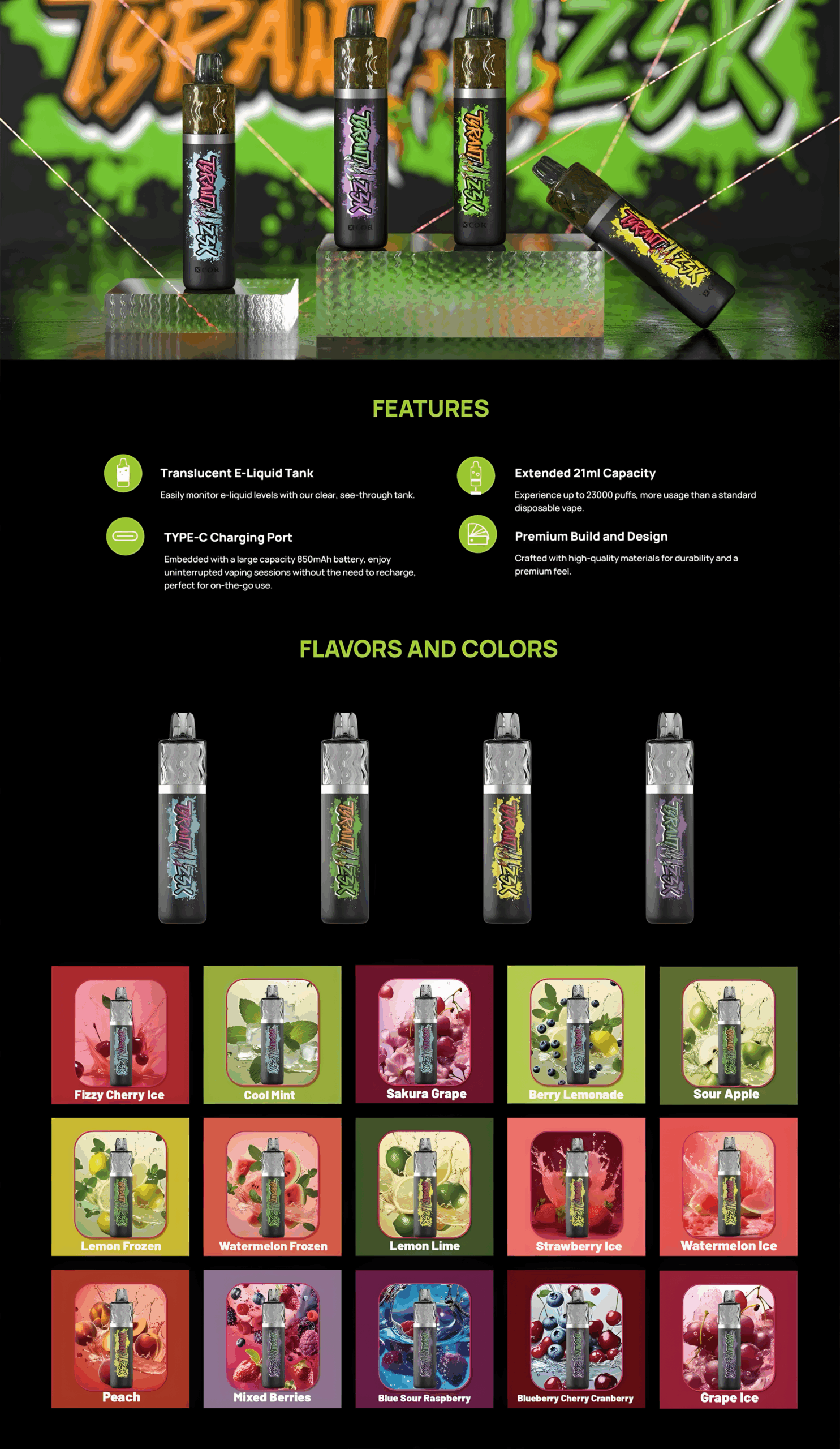 Xcor Tyrant 23000 Puffs Jednorazowki E Papierosy Detail