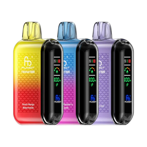 Zdjęcie e-papierosa jednorazowego FUMOT 20000 PUFFS oraz XCOR Hawaii Pro 23000 Puffs obok siebie.