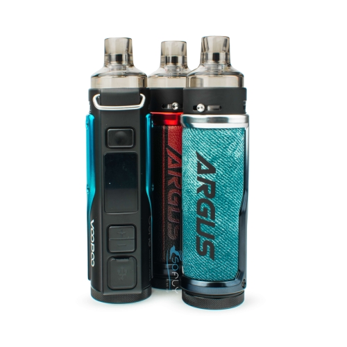 Zbliżenie na Voopoo Argus Pro, eksponujące gumowe elementy ochronne, solidny zaczep na smycz i ogólną wytrzymałość.