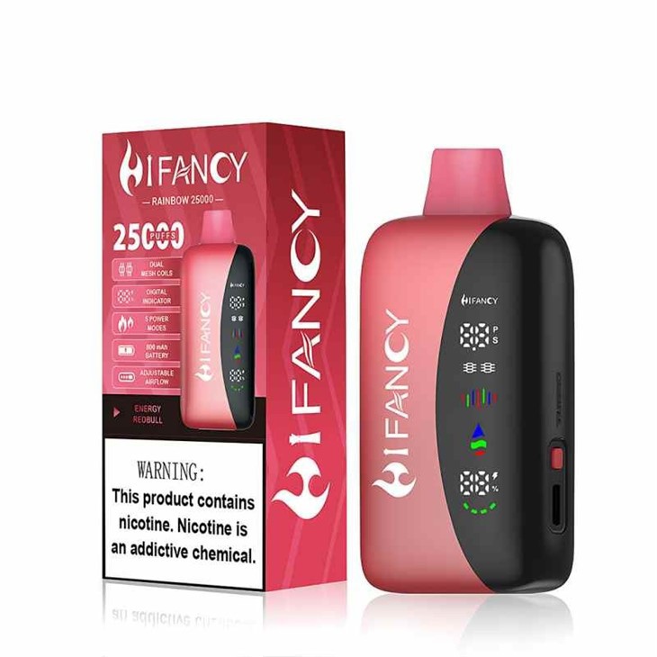 Hifancy 25K podłączony do ładowarki USB-C, z ikoną baterii symbolizującą ładowanie.