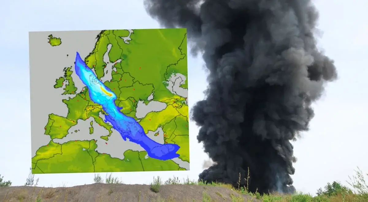Mapa Polski z symbolicznymi chmurami pary z e-papierosów, ilustrująca jej pozycję jako centrum vape w Europie.