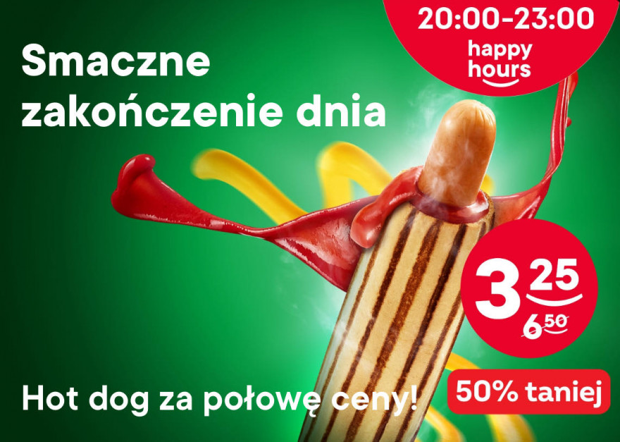 Gorący hot-dog w bułce i stos monet lub banknotów o niskich nominałach, symbolizujący zakupy impulsowe i niewielkie wydatki w sklepie convenience.