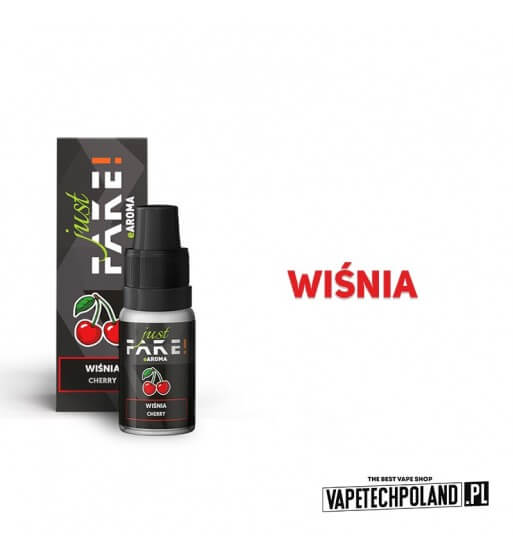 Świeże wiśnie leżące obok butelki płynu do naczyń, ilustrujące negatywne skojarzenia ze smakiem wiśniowym Fumot.