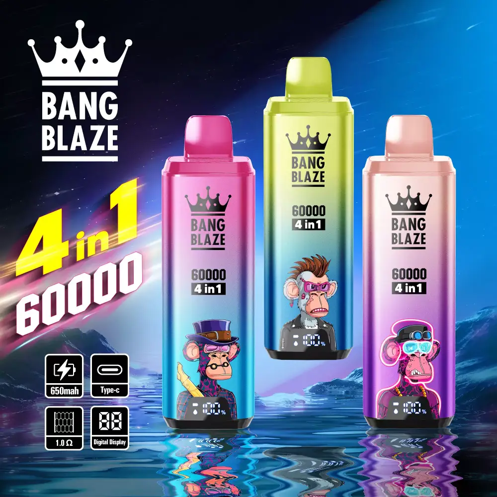 Dwa e-papierosy jednorazowe, Hifancy 45K i Bang Blaze 40K, leżące obok siebie z ikonami lub etykietami wskazującymi 40ml płynu i 650mAh baterii na obu, symbolizującymi identyczne specyfikacje.