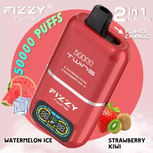 E-papieros Fizzy Twins 50K z wizualizacją dwóch różnych, zmieniających się smaków, symbolizujący wolność wyboru.