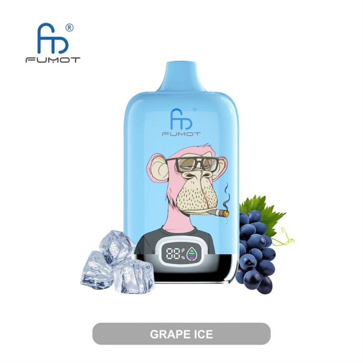 Zbliżenie na e-papieros FUMOT Digital Box 20000, wyraźnie pokazujące jego wyświetlacz LED z cyframi i nowoczesny design.