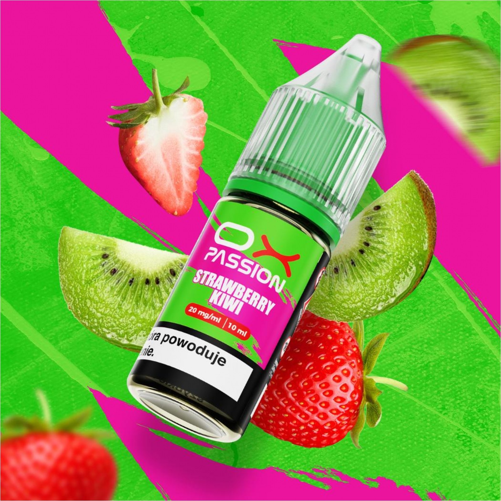 Kolekcja małych buteleczek z aromatami do e-liquidów, oznaczonych etykietami takimi jak
