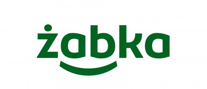 Logo Żabki i stacji paliw obok siebie, z małym jednorazowym e-papierosem, symbolizujące ograniczony asortyment i brak większych modeli Fumot w tych miejscach.