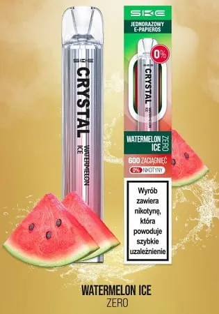 jednorazówka mroźny arbuz, smak vape watermelon ice, arbuz z lodem e-papieros - Arbuz Lodowy Crystal Watermelon Ice ZERO 0mg 0% 600 Puff E ...