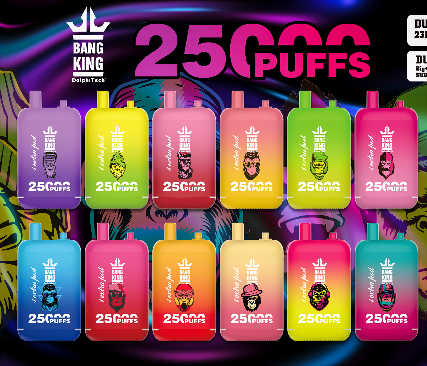 bang king 25000 puffs dwusmakowy, najlepszy e-papieros dual flavor, bang king blueberry mint vape, vape z dwoma zbiornikami, recenzja bang king - Bang King 25000 Puffs Disposable Vape – BangKingVape