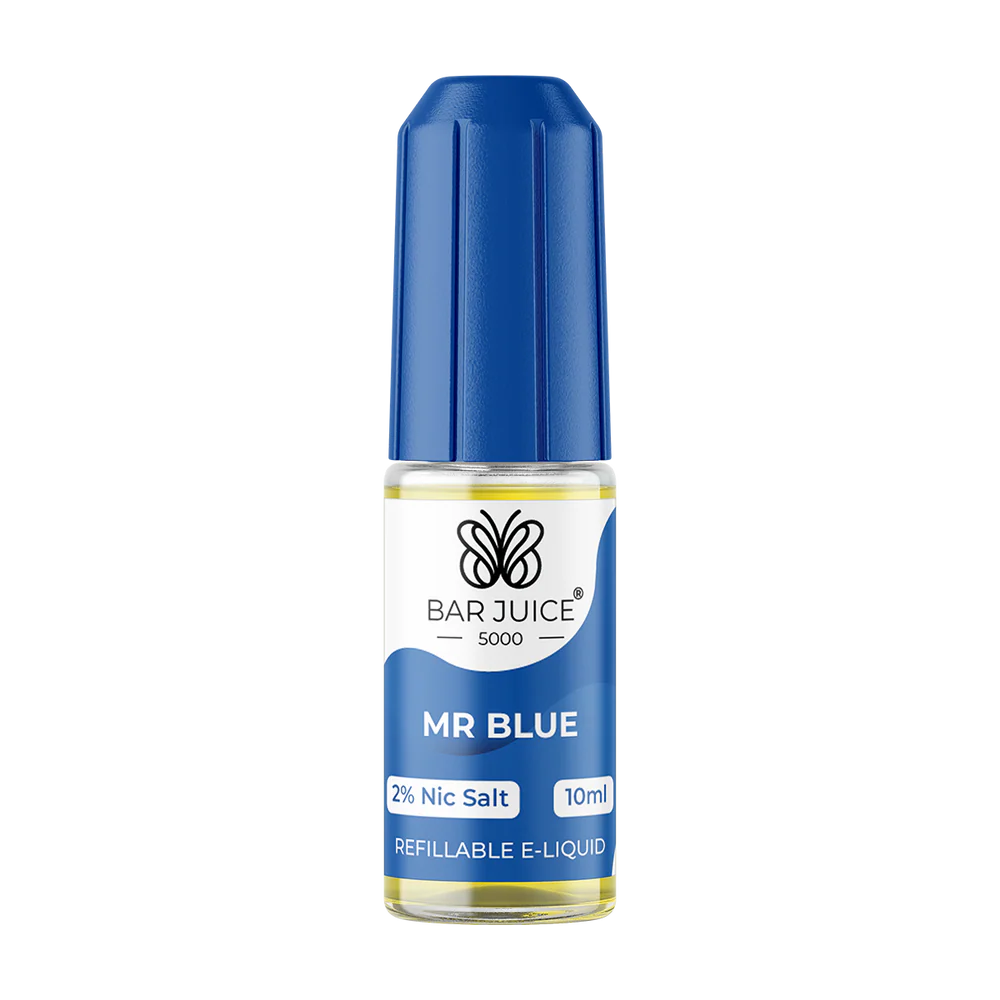 Mr Blue smak jagodowy, borówka jeżyna malina anyż eukaliptus mentol, mieszanka owocowa vape, składniki smaku Mr Blue, chłodny smak e-papierosa - Mr Blue Nic Salt by Bar Juice 5000 | Nicotine Salts – Ecigwizard