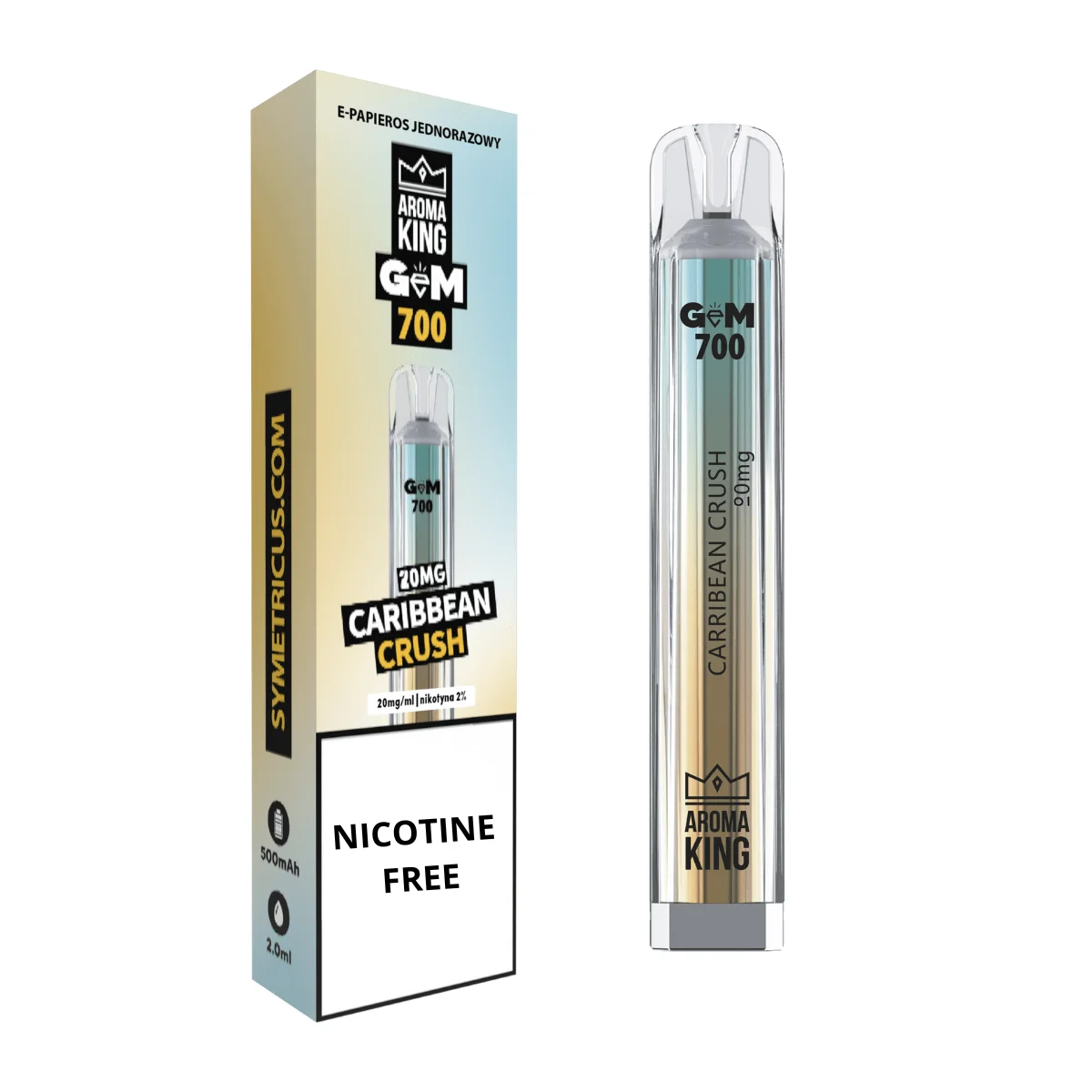 e-papieros jednorazowy crystal bar aroma king polecane marki - Aroma King 700 GEM BAR 0mg Caribbean Crush
