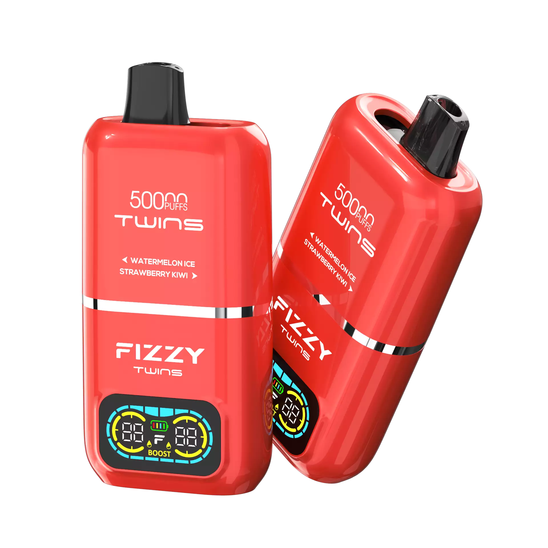 Fizzy Twins schemat wewnętrzny, budowa e-papierosa dwusmakowego, dwa zbiorniki liquidu vape, przekrój jednorazówki - Fizzy Twins 50000 Puffs Dual Tank Double Flavor 12 Colors 2% 5 ...