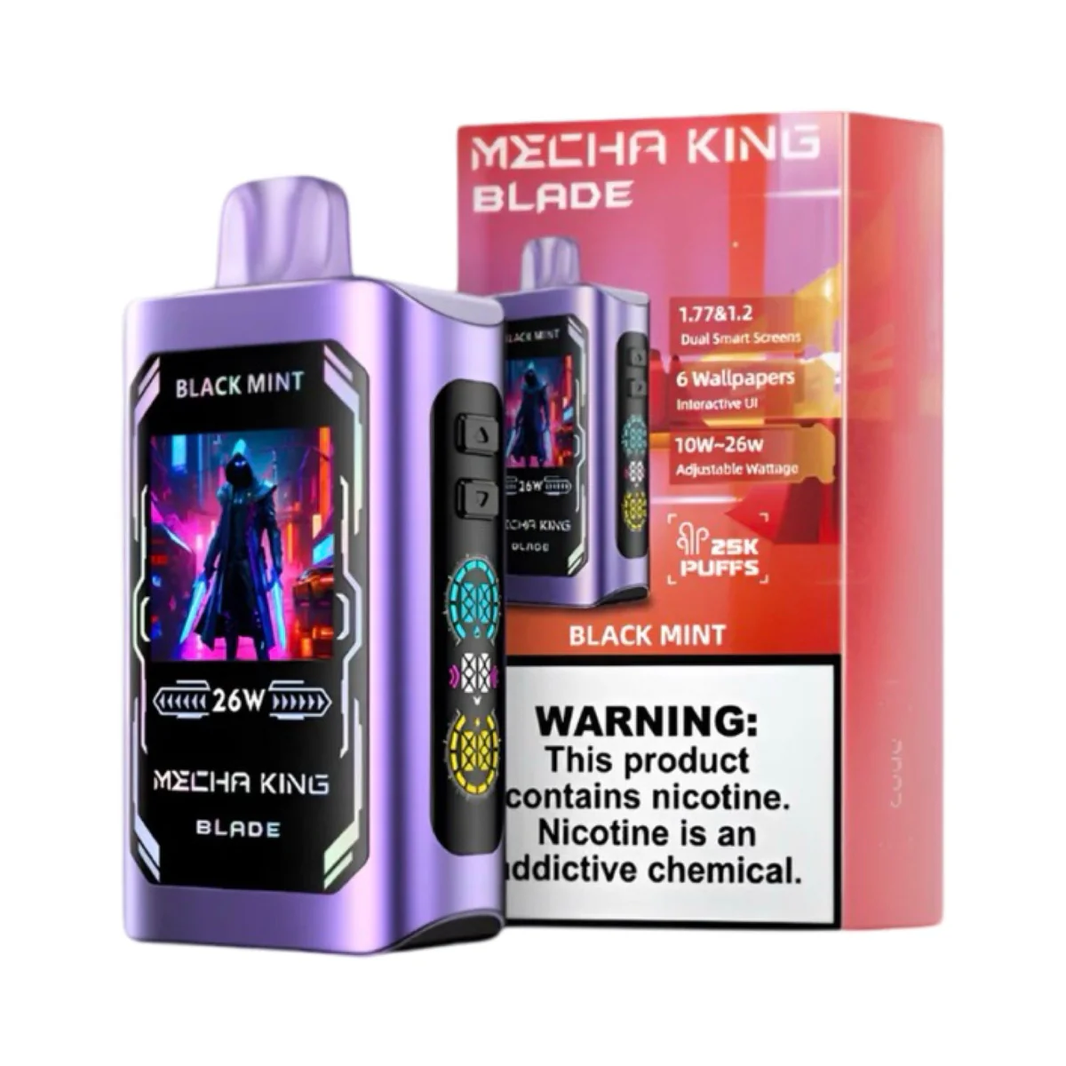 król e-papierosów, stary vs nowy vape korona, Hifancy król - Czarna Mięta - Mecha Król - Blade 25000 Jednorazowy E-papieros