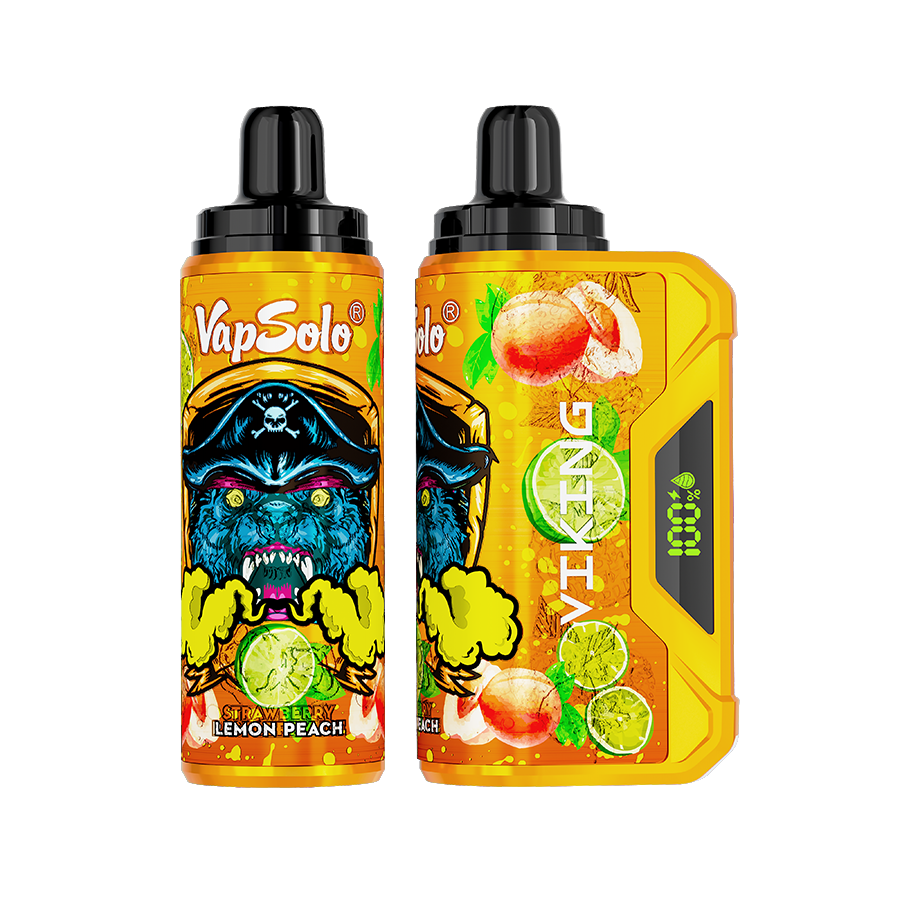 Obraz e-papierosa Vapsolo Viking lub Super z motywem nordyckim, np. czaszką, runami lub tarczą wikinga, symbolizujący jego solidność i unikalny design, wyróżniający się na tle innych.