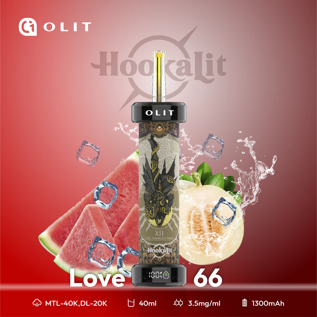 Love 66 smak e-papierosa, melon arbuz marakuja mięta, egzotyczne owoce z lodem vape, kompozycja smaków - Love 66 - Olit 40K Shisha dla Smakowego Doświadczenia Wapowania