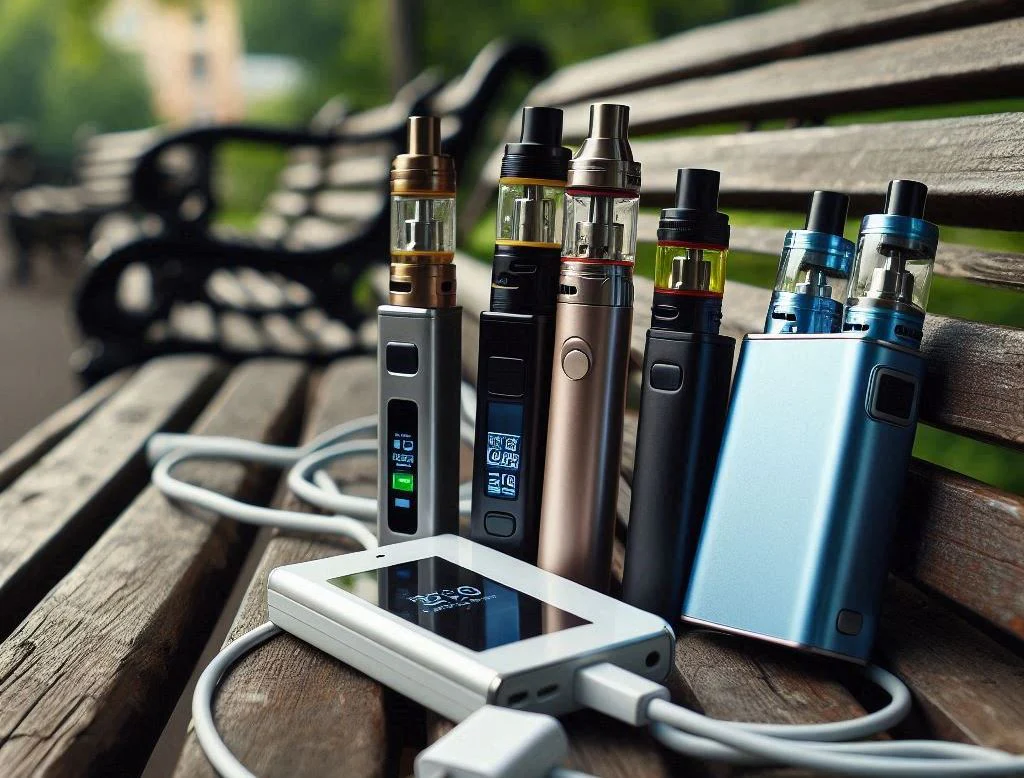 ładowanie jednorazówki USB-C, e-papieros z portem USB, vape podłączony do ładowarki - Jak długo ładować jednorazowy Vape: objaśnienie czasu ładowania