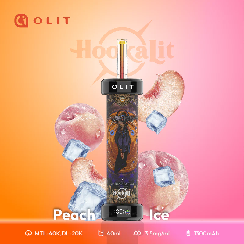 DL waporyzacja, bezpośrednio do płuc, fajka wodna e-papieros DL - Brzoskwiniowe Lody - Olit 40K Shisha: Gładkie Doświadczenie Wapowania