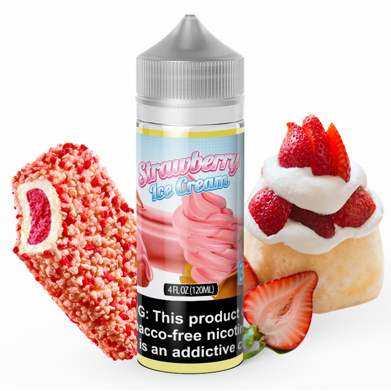 berry shake vape flavor, e-papieros deserowy jagodowy, mixed berries strawberry ice cream vape, waniliowy krem e-papieros, słodki deser vape - Strawberry Ice Cream | 100mL E-Liquid Vape Juice