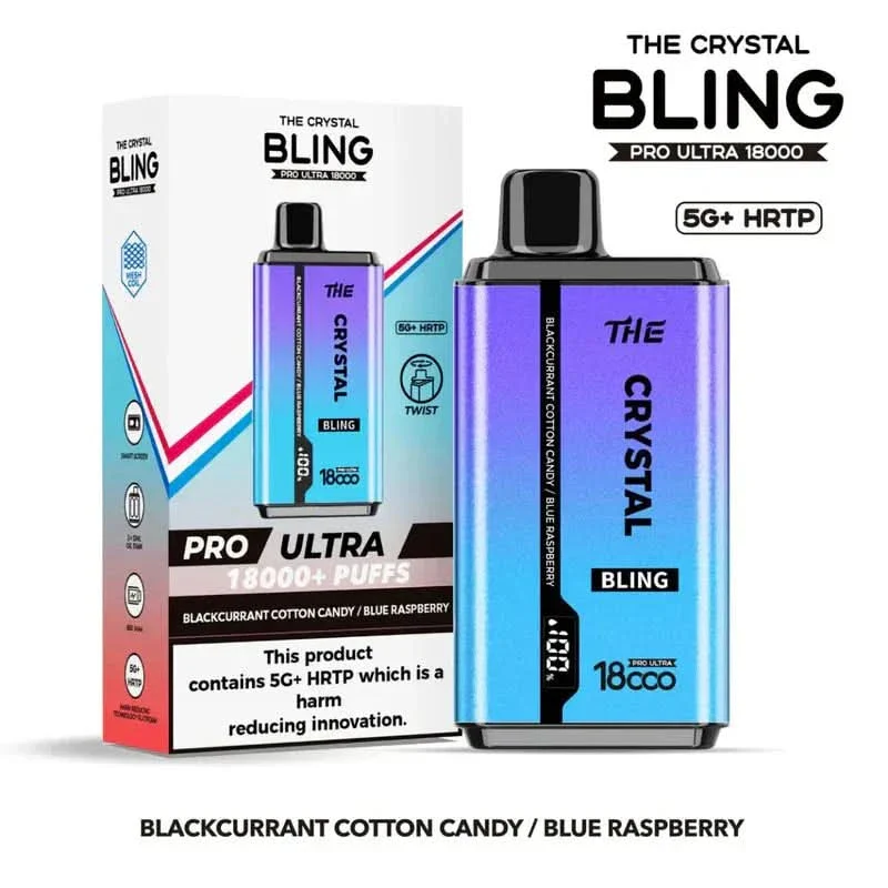 Crystal Blind 18000 Blueberry Raspberry Ice, e-papieros z efektem chłodzącym, krystaliczny smak vape - Crystal Bling Pro Ultra 18000 | 5 for £45 | Vape Offers UK