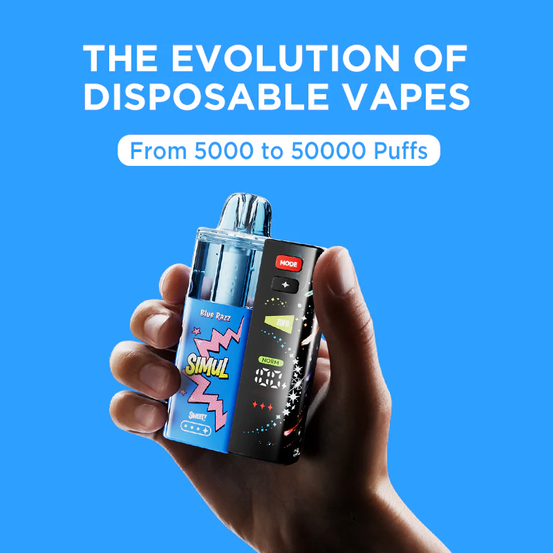 ewolucja vapingu porównanie, mały jednorazowy e-papieros duży, 800 puffs 50000 puffs, rozwój rynku e-papierosów - The Evolution of Disposable Vapes: From 5000 to 50000 Puffs – ZOFO