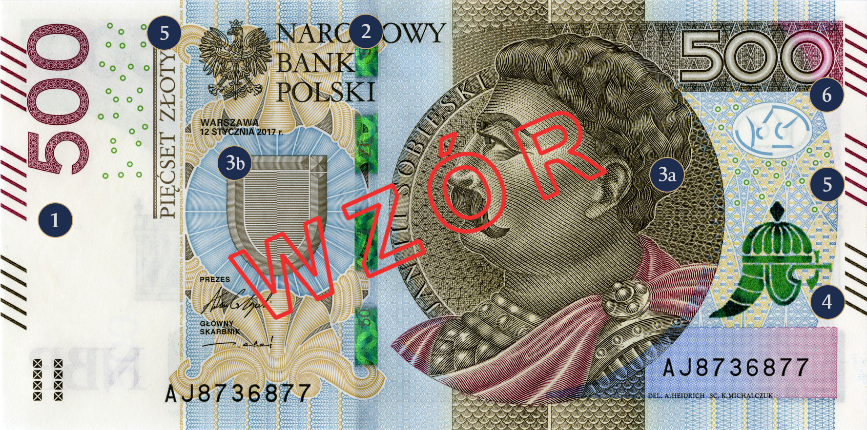 mandat 500 zł, kara finansowa za e-papierosa, banknot 500 złotych, bloczek mandatowy - 500 zł - banknot obiegowy | NBP