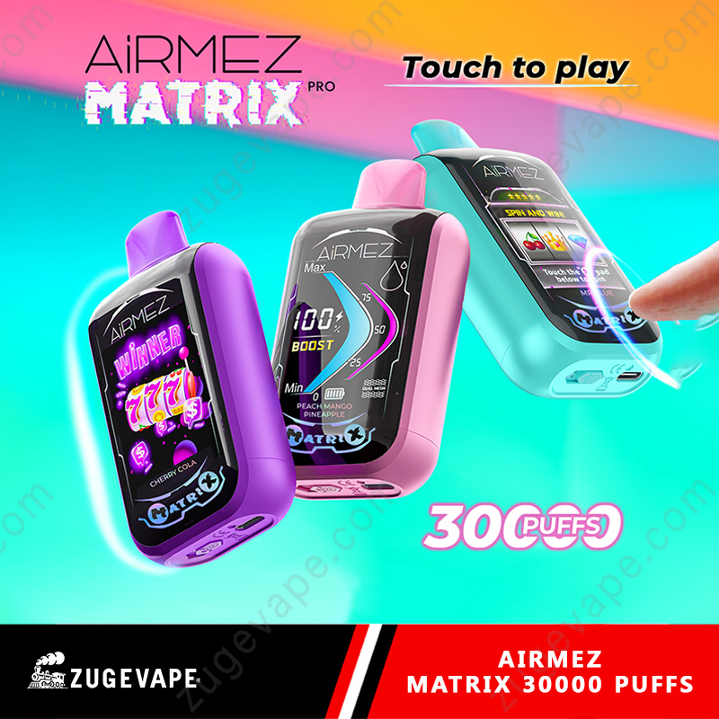 Airmez Matrix 30000, futurystyczny e-papieros, vape z ekranem dotykowym, nowoczesny design vape - Airmez Matrix Pro 30000 Puffs – Touch Pad 30k Vape (EU Warehouse ...