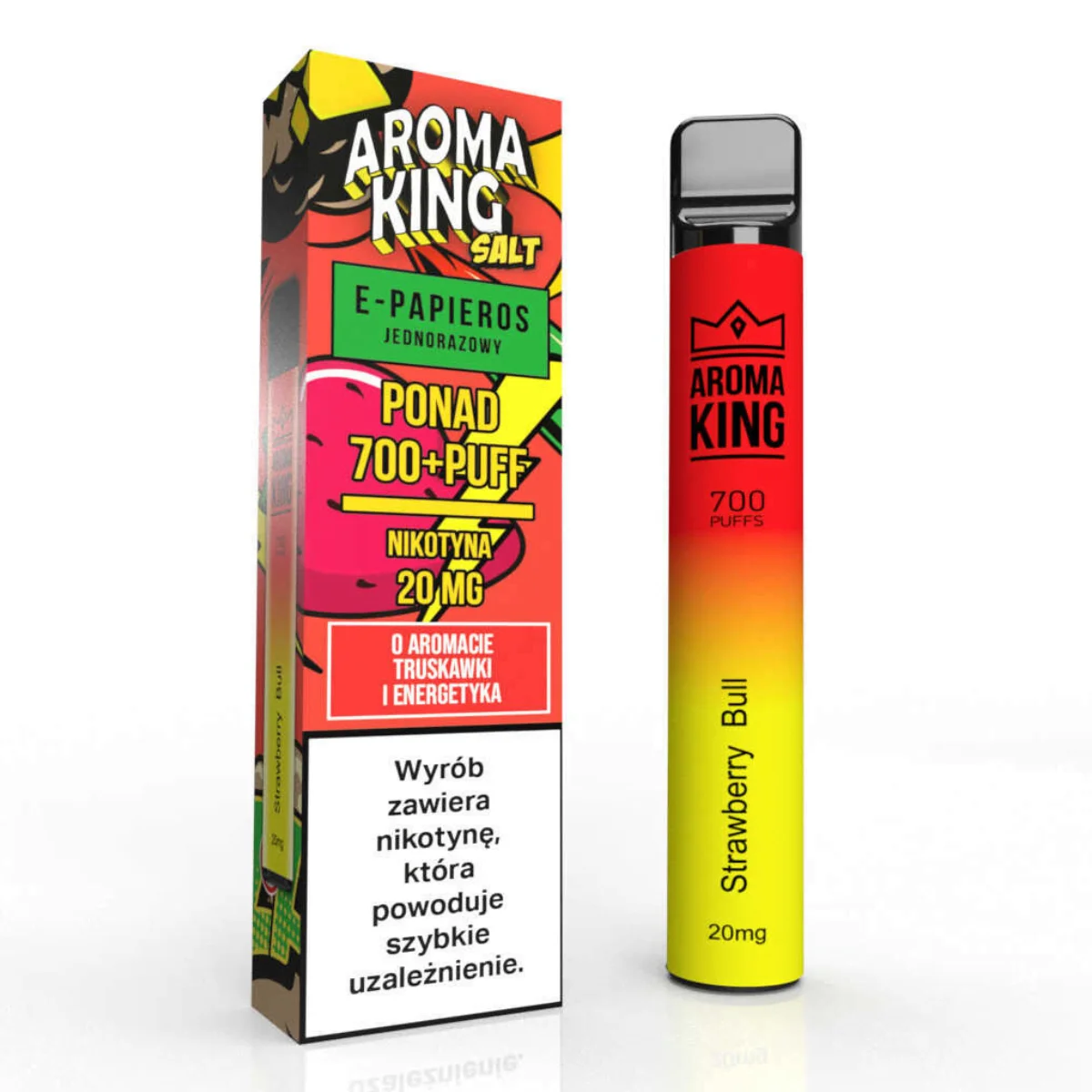 Aroma King e-papieros, polski orzeł, chiński smok, flaga Polski i Chin, vaping - Aroma King 700 Classic 20mg Strawberry Bull