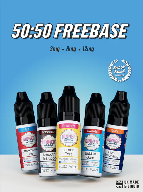 50 ml liquid vape, buteleczka perfum 50ml, porównanie objętości e-liquidu, duża pojemność vape - 50/50 10ml E-Liquids Collection | Vape Dinner Lady Official Store
