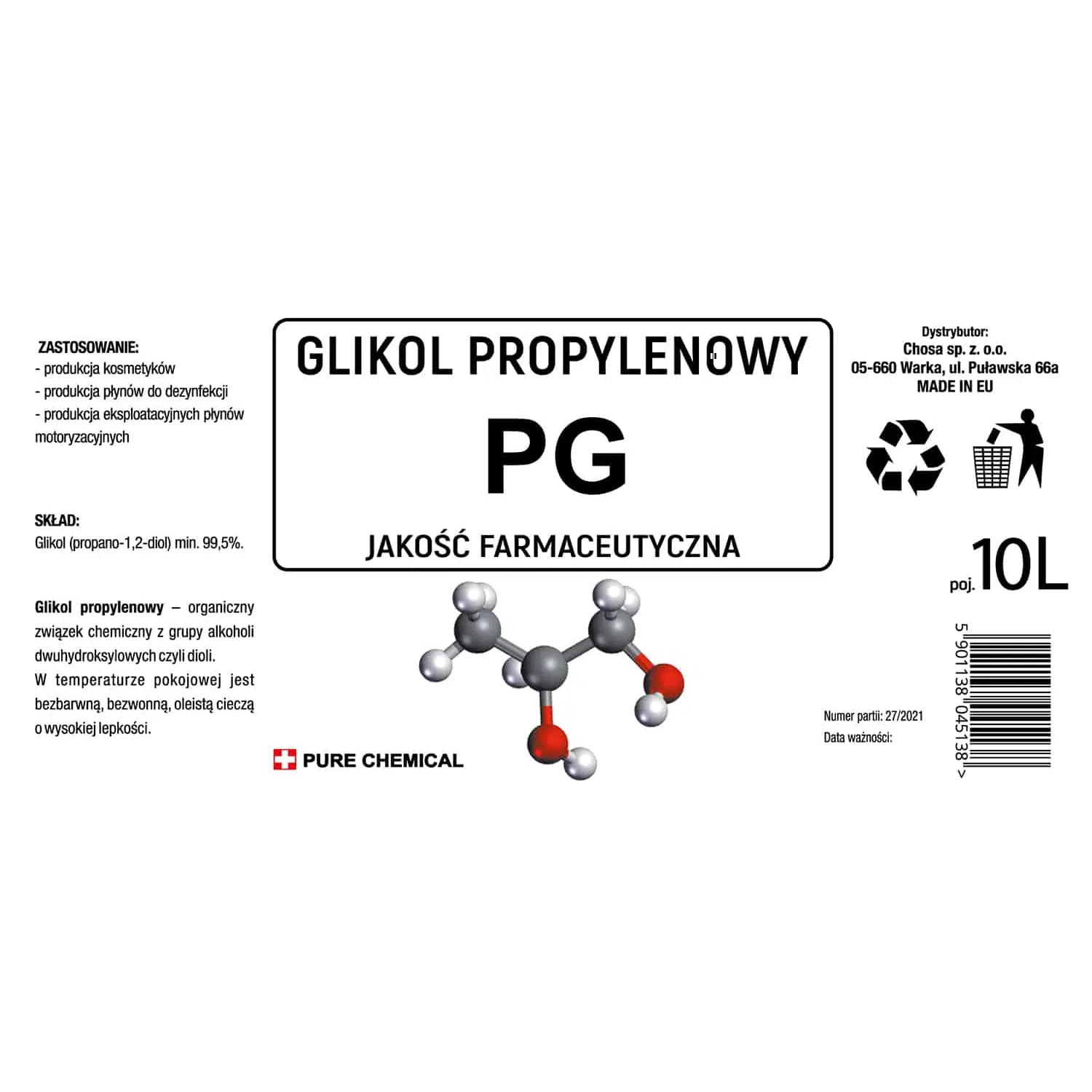 glikol propylenowy, PG wzór chemiczny, probówka laboratoryjna, składnik e-liquidu, chemia wapowania - Glikol Propylenowy PG | Jakość Farmaceutyczna | PureChemical.pl