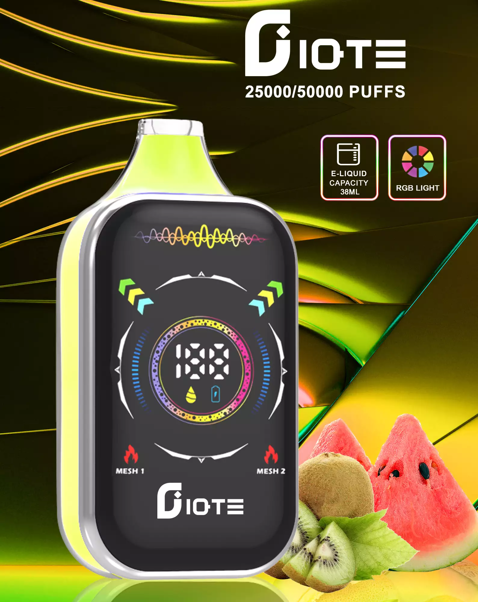 50000 buchów e-papieros, ogromna pojemność vape, długotrwały e-papieros, nieskończony vape - IQTE 50000 Puffs Dual Mesh RGB Pełny ekran 0% 2% 5% Niska ...