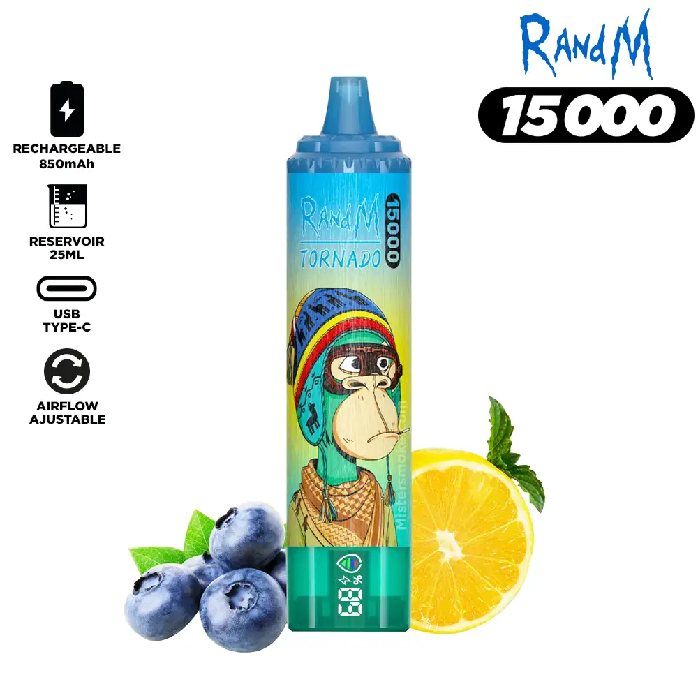 RandM Tornado 15000, e-papieros z ładowaniem USB-C, średniej pojemności vape, vape ładowany - RandM Tornado 15000 Puffs 0% 2% 3% 5% Nikotyna luzem Kup ...