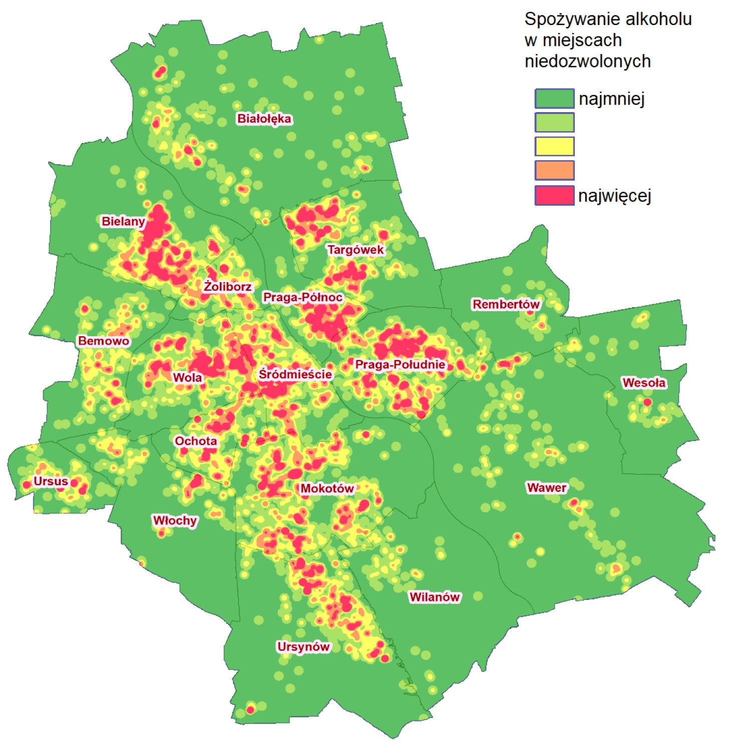 Mapa Warszawy, vaping, e-papieros, mandat, miejska dżungla, zakazy palenia - Alkoholowa mapa Warszawy. Gdzie najczęściej pije się nielegalnie ...