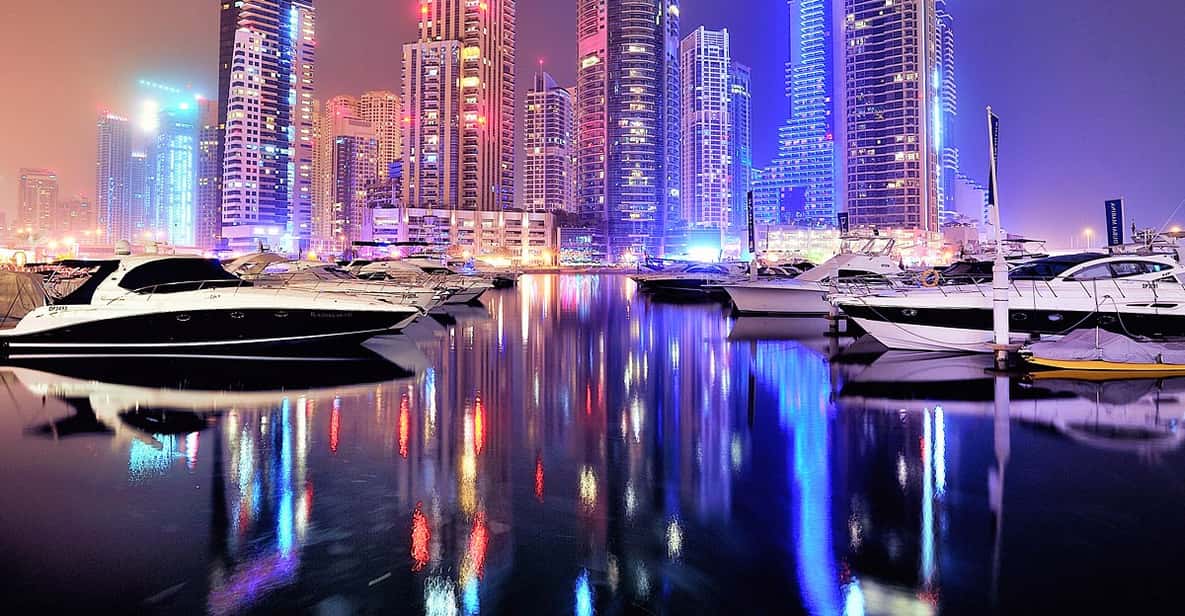 Dubaj nocą, luksusowe neony Dubaju, bogactwo nocnego życia miasta, futurystyczne miasto nocą - Dubaj nocą - wycieczka po mieście z pokazem fontann | GetYourGuide