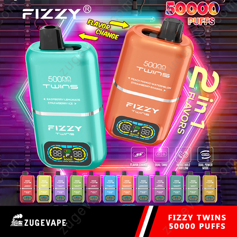Fizzy Twins 50000 Puffs, jednorazowy e-papieros Fizzy Twins, vape z dwoma smakami, produkt Fizzy Twins, e-papieros