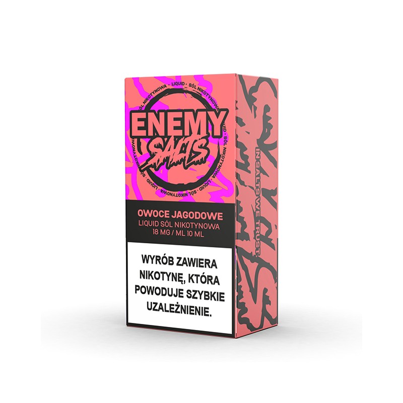 degustacja liquidów vape, test smaku e-liquid, owocowy liquid vape, chemiczny smak liquid, owoce i znaki ostrzegawcze vape - Enemy Salts Owoce Jagodowe 18 mg/ml 10 ml - Liquider Store