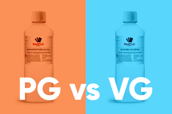 tabela porównawcza VG PG liquid, pojedynek gliceryna glikol, cechy e-liquidu VG vs PG, infografika VG PG - VG vs PG in E-Liquid (The Definitive Guide) | Royal Flush Vape UK