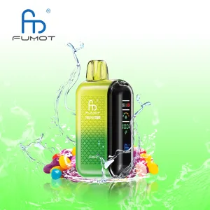 Fumot Tornado 20000 design, RandM e-papieros styl cyberpunk, futurystyczny vape z grafiką, neonowe czaszki i kosmici e-papieros - RandM FUMOT Tornado 20000 Puffów Podwójna Siatka ...
