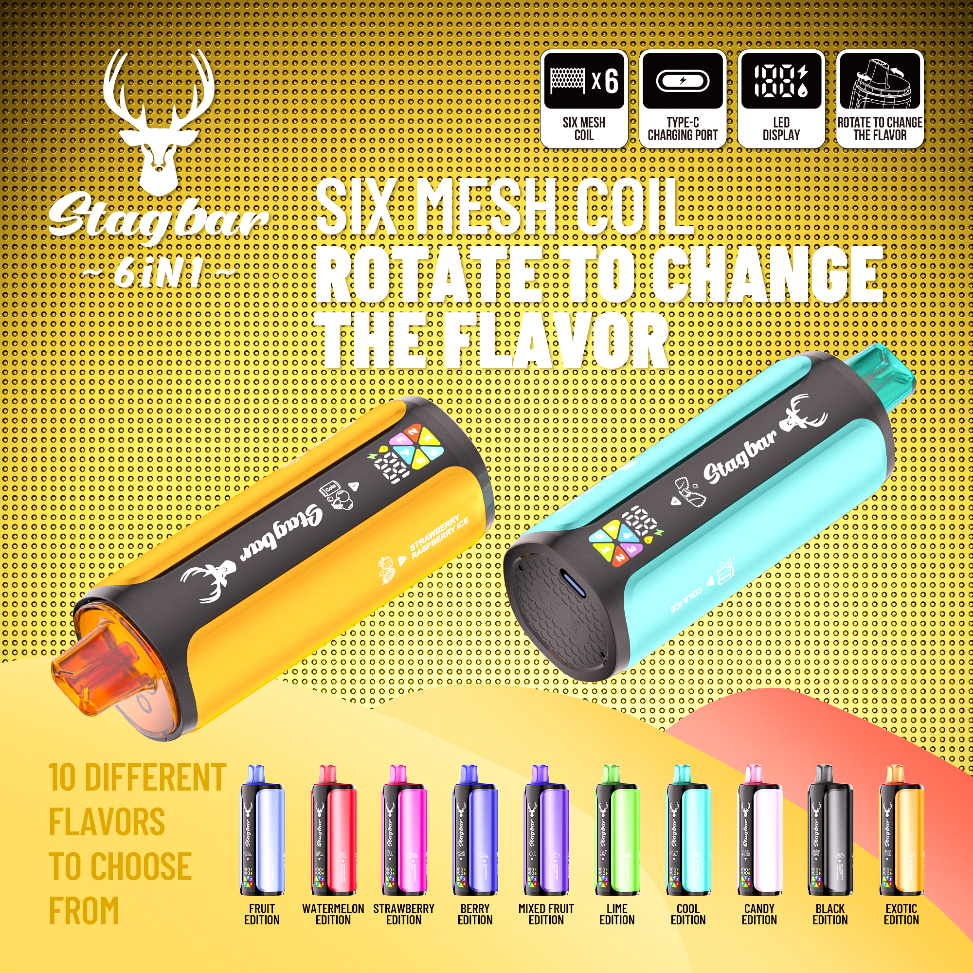 stagbar 6in1 180000 puffs – obrotowy e papieros 6w1 (108ml)