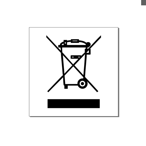 Wyraźny symbol przekreślonego kosza na kółkach, umieszczony na etykiecie produktu elektronicznego lub na kontenerze do zbiórki elektroodpadów.